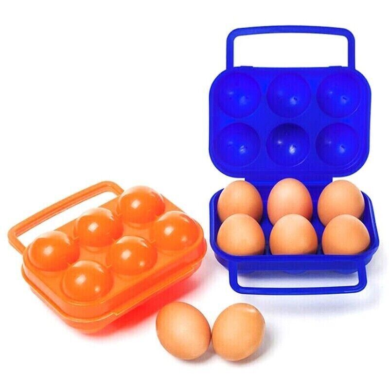 Outdoor 6 Compartment Egg Storage Portable Camping Cutlery Picnic BBQ Egg Carton
