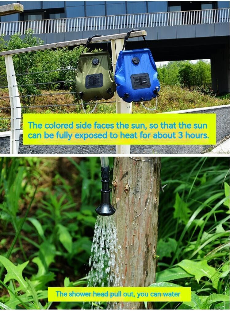 Outdoor 20L Solar Energy Gather Heat Bath Bag Portable Shower Bag Camping Shower