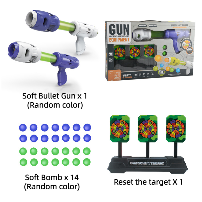 Soft EVA Bullet Shooting Automatic Scoring Manual Continuous Fire Toy Gun