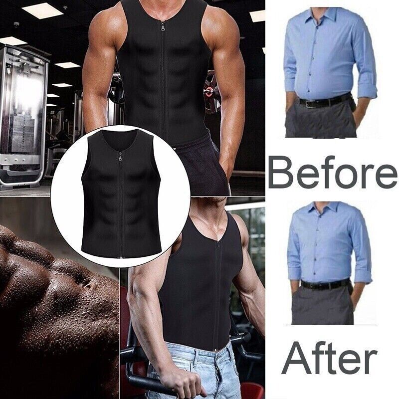 Mens Slimming Body Shaper Vest Neoprene Corset Underwear Compression Tank Top