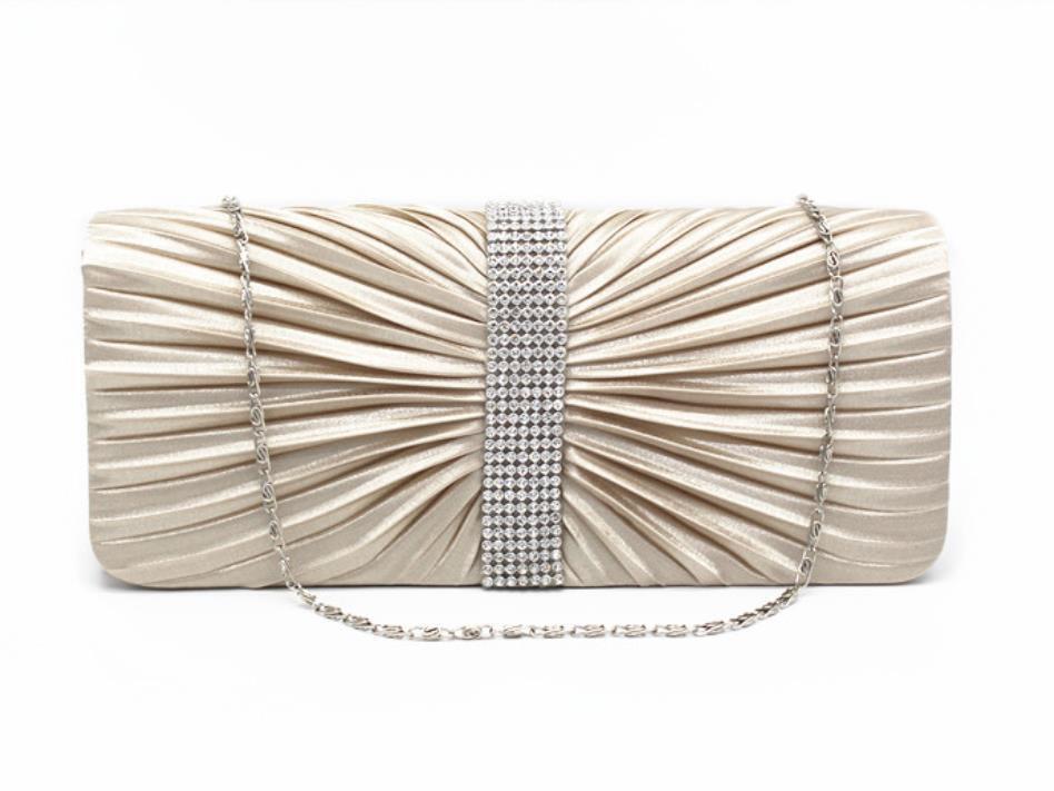 NEW Shining Satin Chain Handbag Ladies Evening Clutch Bag Wedding Bridal