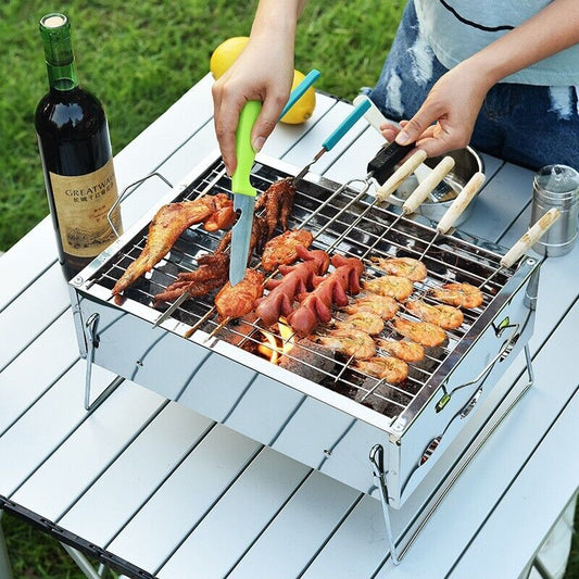New Charcoal BBQ Grill Portable Outdoor Barbecue Foldable Portable Camping