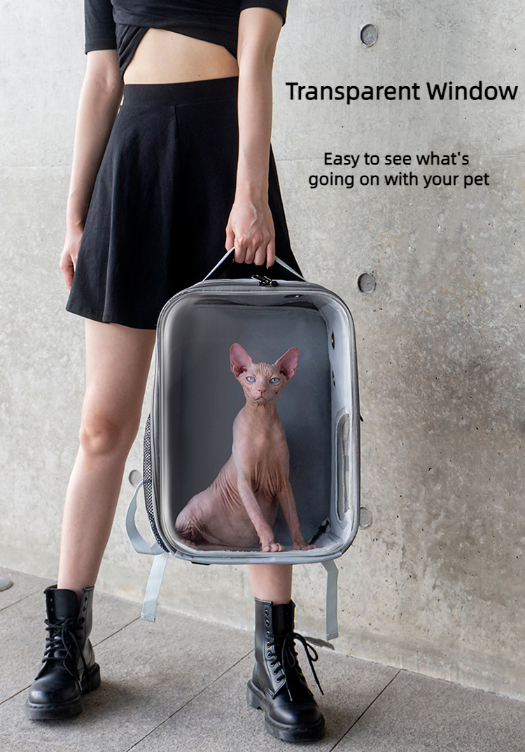 Pet Outdoor Breathable Foldable Clear Large Space Backpack Handheld Shoulder Bag