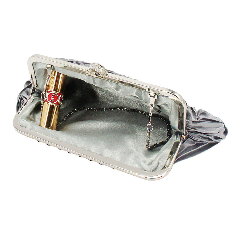 Women Satin Wedding Party Bag Bridal Cocktail Prom Pleated Dinner Evening Clutch