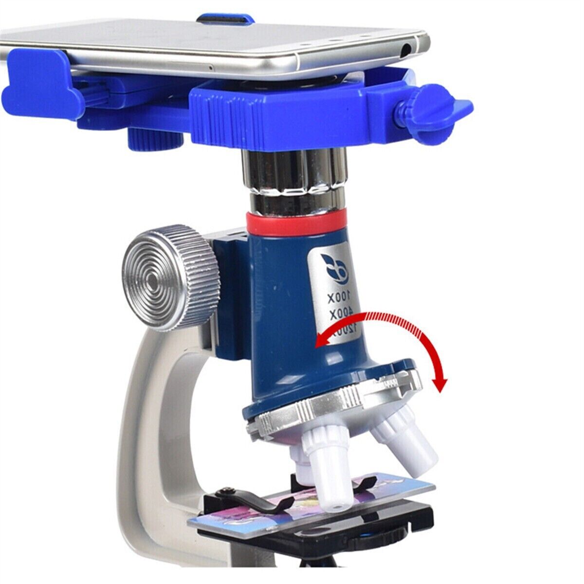 Kids Toys Beginner Alloy Microscope 1200X Microscope Science Kit Learning Gift