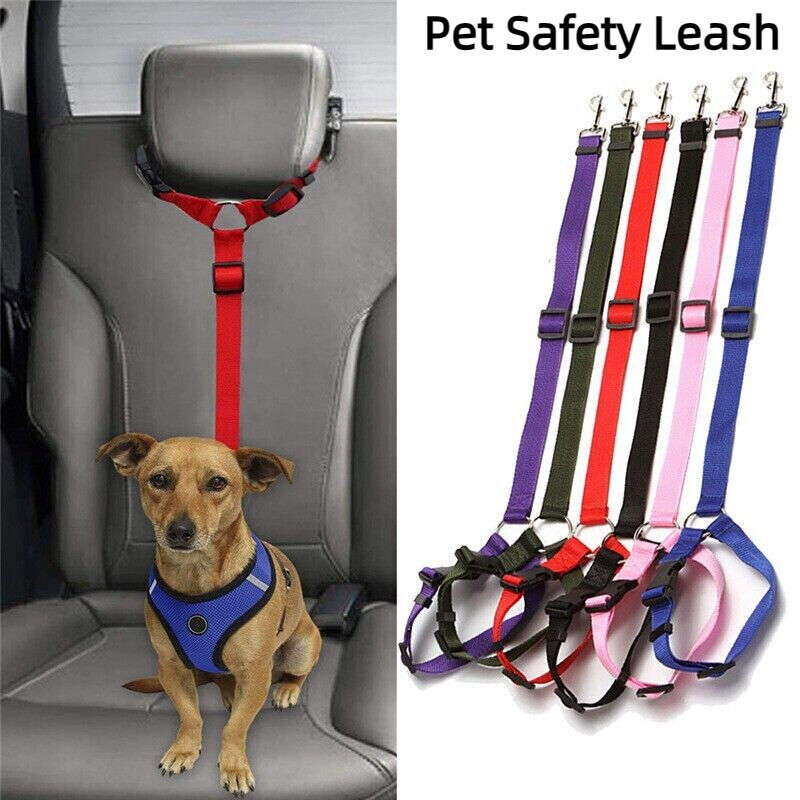Nylon Adjustable Pet Dog Safety Seat Belt Harness Lead Vehicle Clip Travel Leash
