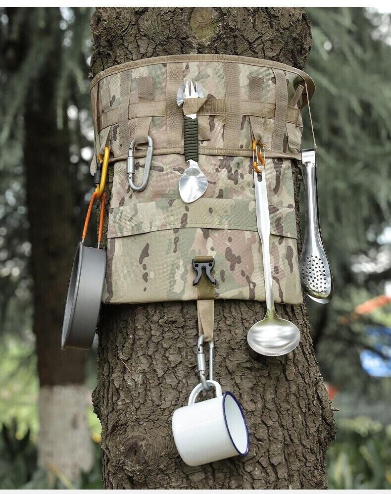 Outdoor Camping Portable Multifunctional Tool Hanging Cutlery Holder Storage Bag