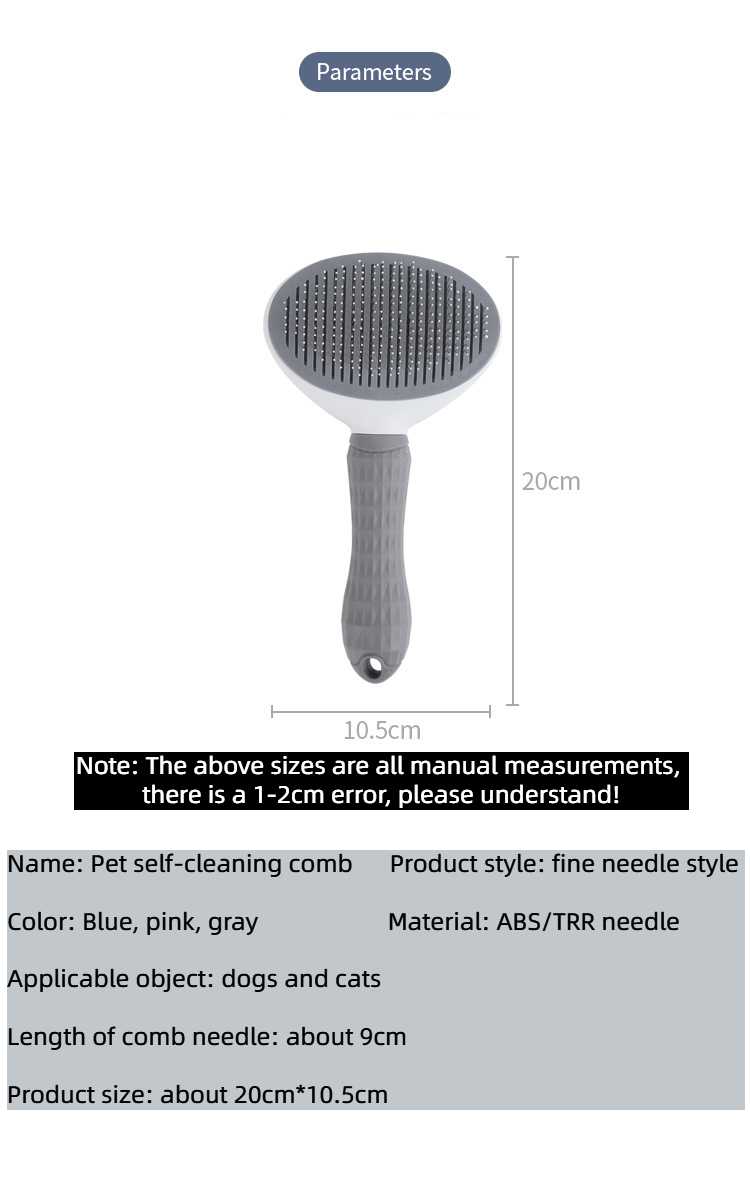 Pet Stainless Steel Manual One-click Hair Removal Brush Pet Hair Removal Comb