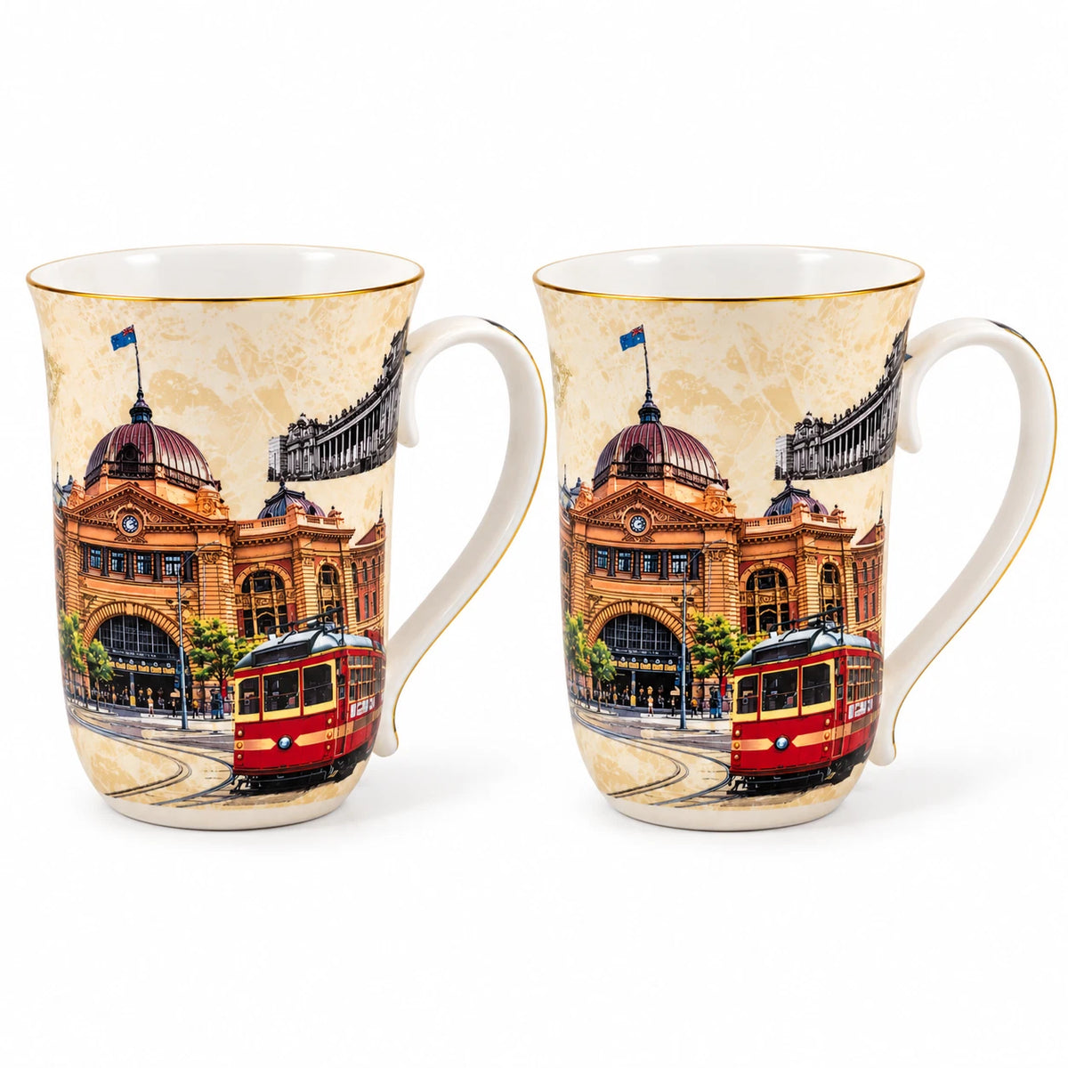 1-6x Melbourne Australia Souvenir Coffee Mug 405ml Fine China Tea Cup Gift Boxed