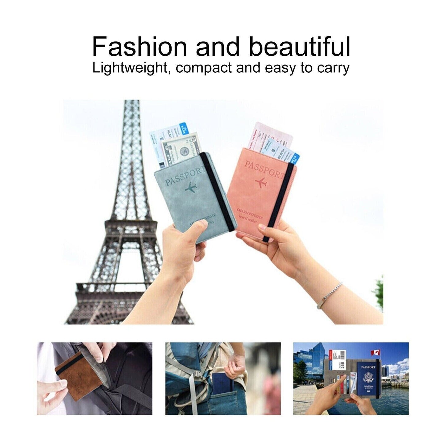 Anti-Magnetic Passport Wallet Holder RFID Blocking Slim ID Card Case Cover PU