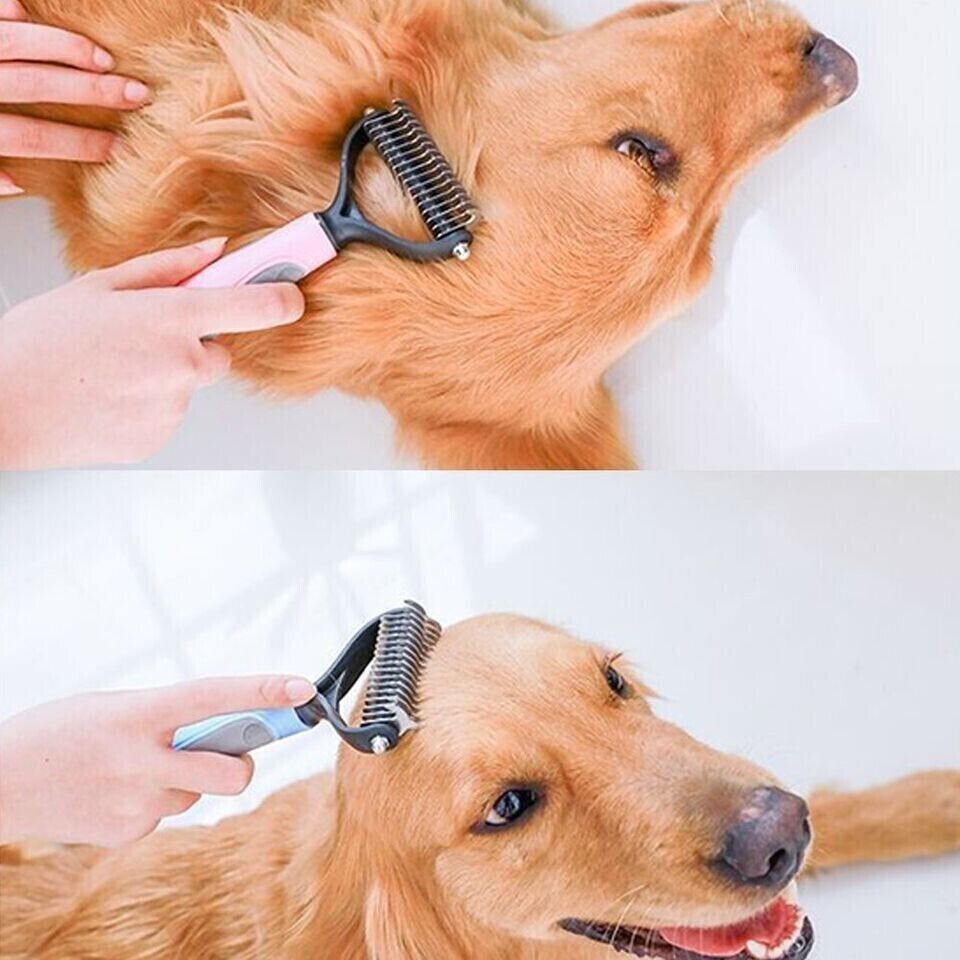 Pet Double-Sid Grooming Comb Brush Undercoat Rake Dematting Trimmer Dog Cat Tool