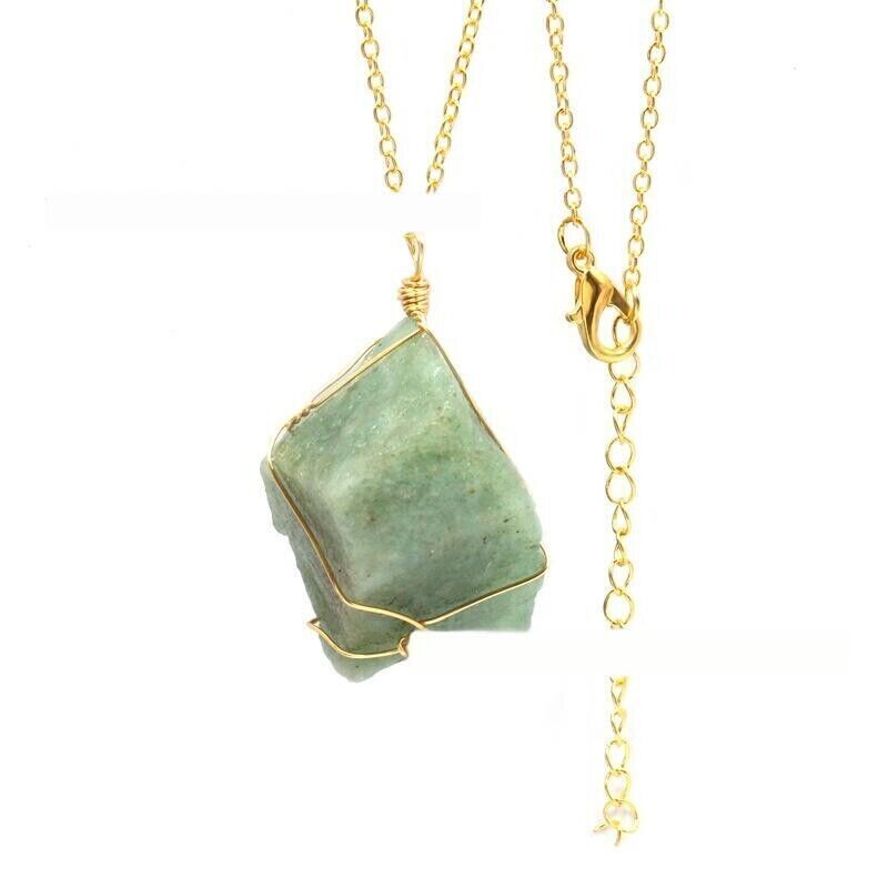 Fashion Irregular Crystal Pendant Hand-wound Wire Gold Silver Chain Necklace