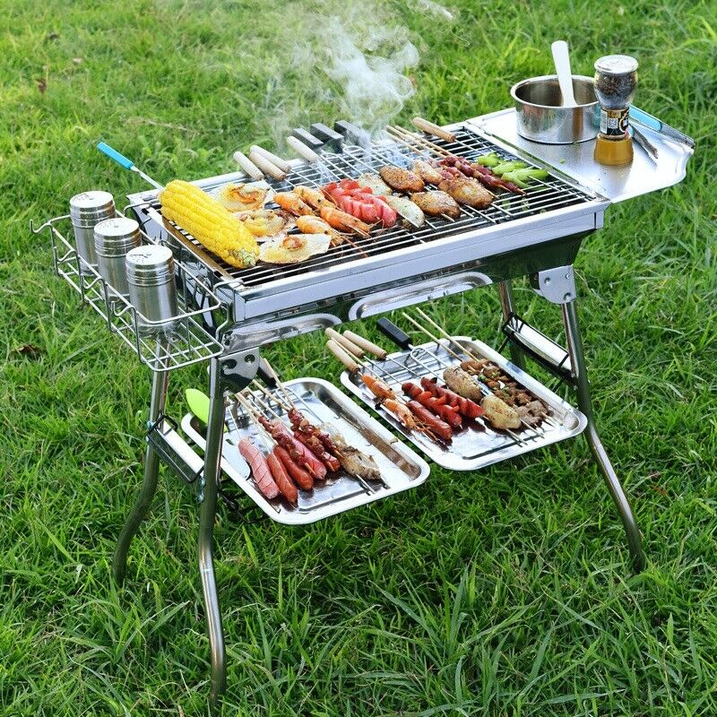 New Large High Charcoal BBQ Grill Portable Outdoor Barbecue Foldable Camping