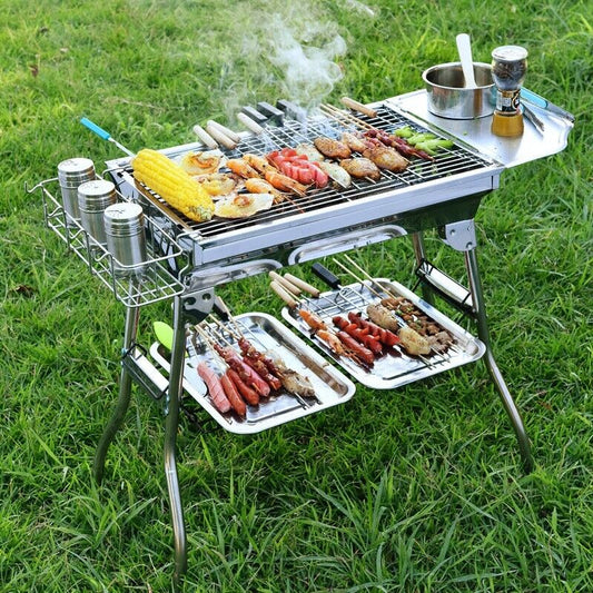 New Large High Charcoal BBQ Grill Portable Outdoor Barbecue Foldable Camping