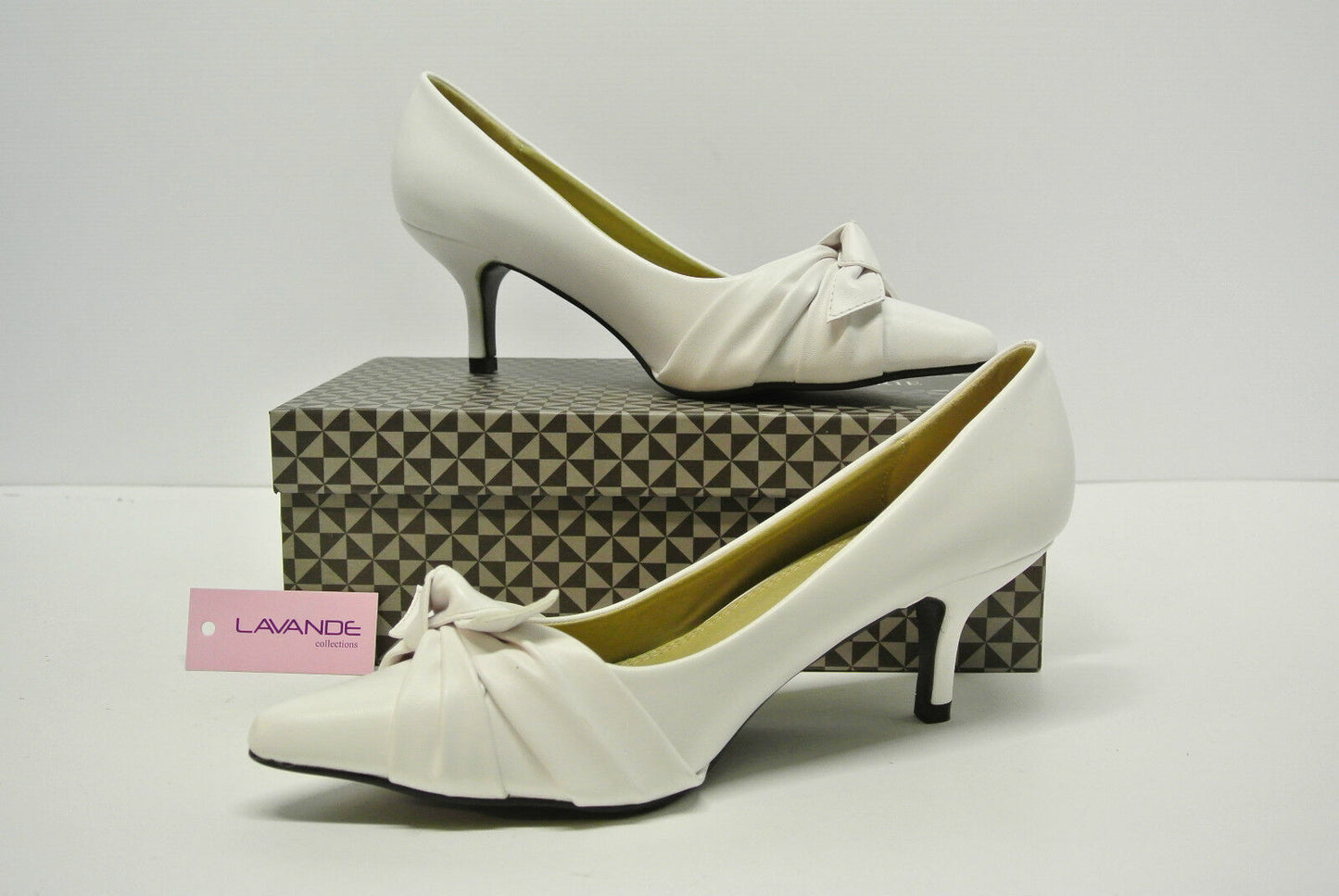 New women ladies low mid heel pumps pointed toe court work office shoes