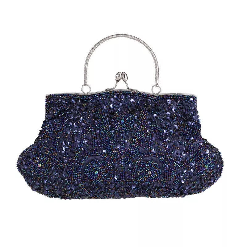 Women Beaded Sequin Evening Bag Clutch Wedding Bridal Prom Party Handbag Purse
