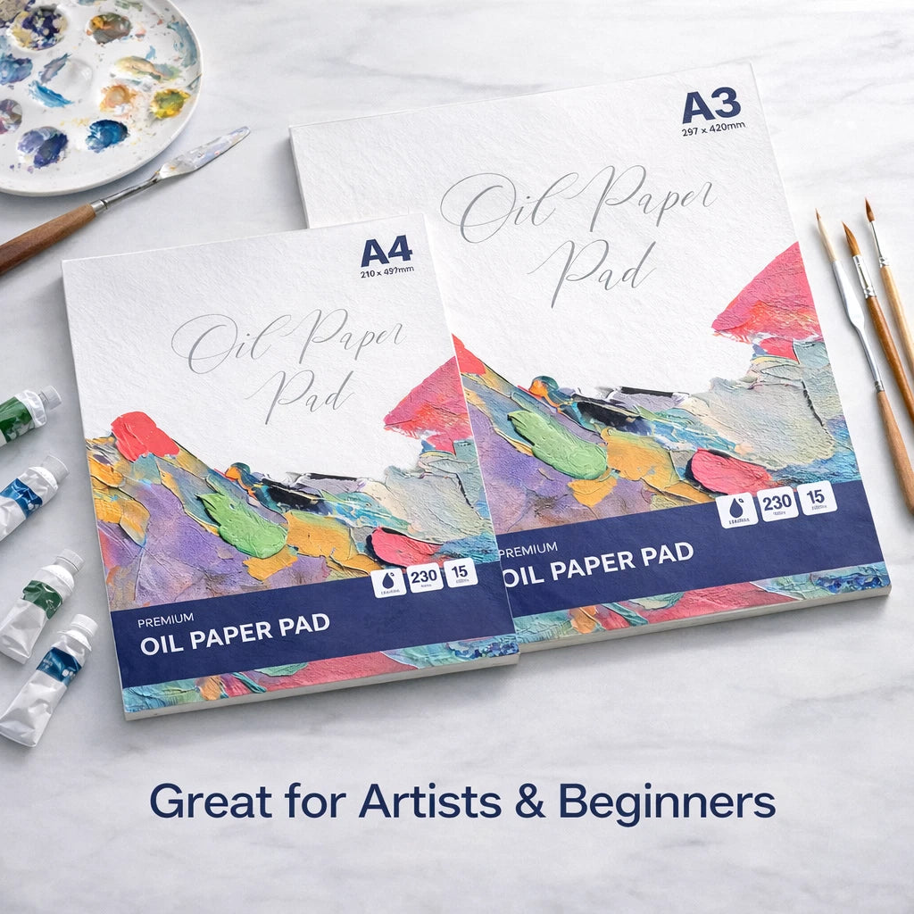 Oil Paper Pad A4 A3 Artist Painting Sketch Pad 15 Sheets 230gsm Art Works 2 Pack