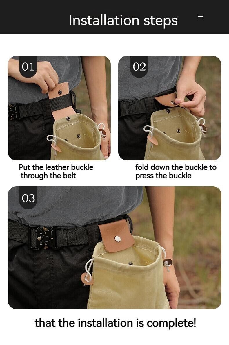 Outdoor Canvas Foraging Bag Fruit Pick Waist Tool Belt Pouch Drawstring Fold Bag