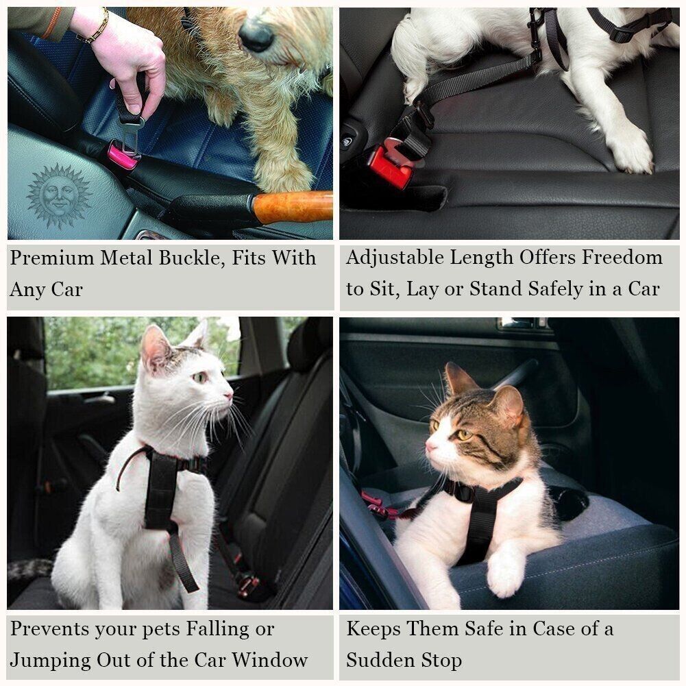 Pet Adjustable Dog Safety Seat Belt Harness Nylon Car Vehicle Clip Travel Leash