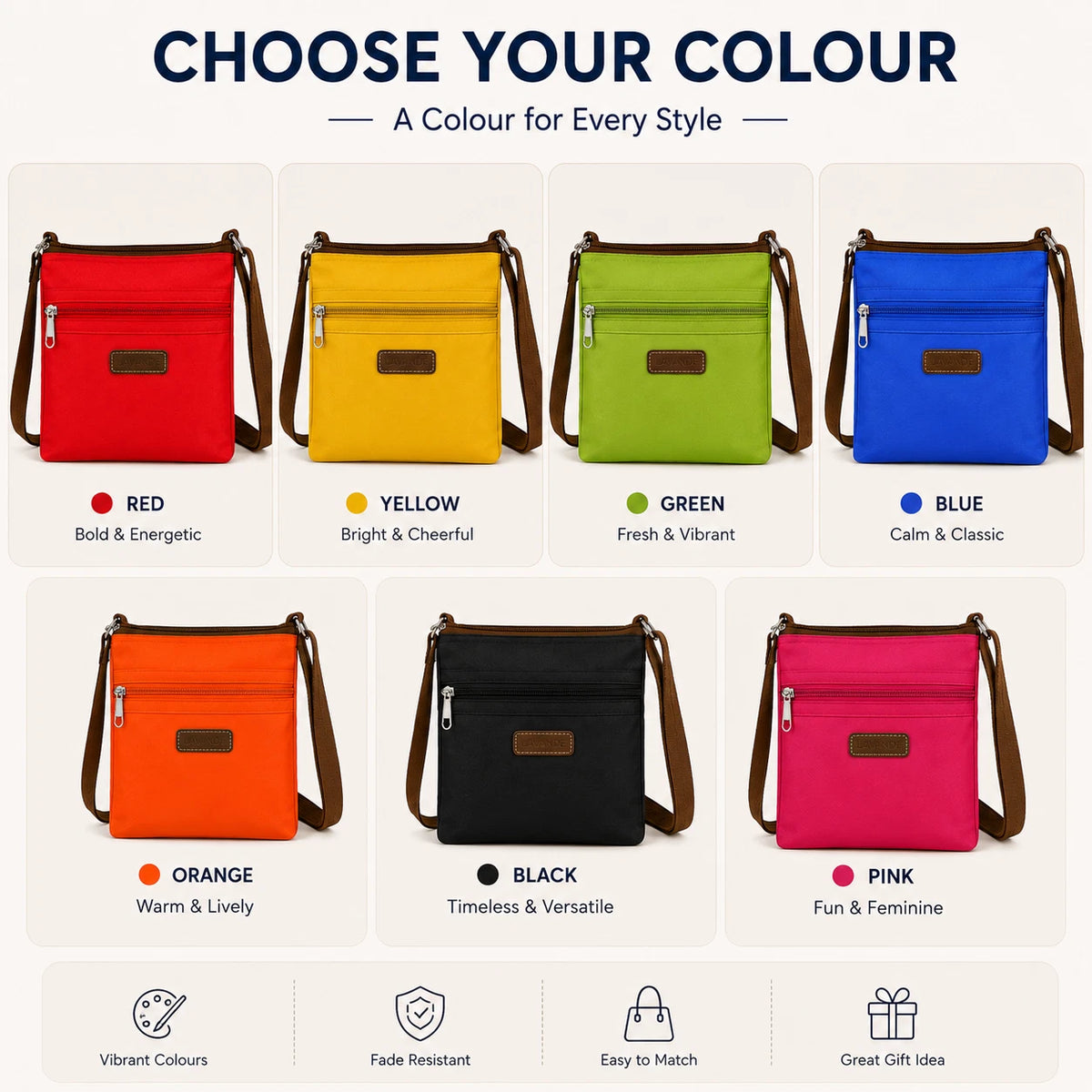 Women Lightweight Nylon Crossbody Bag Waterproof Travel Strap Shoulder Satchel