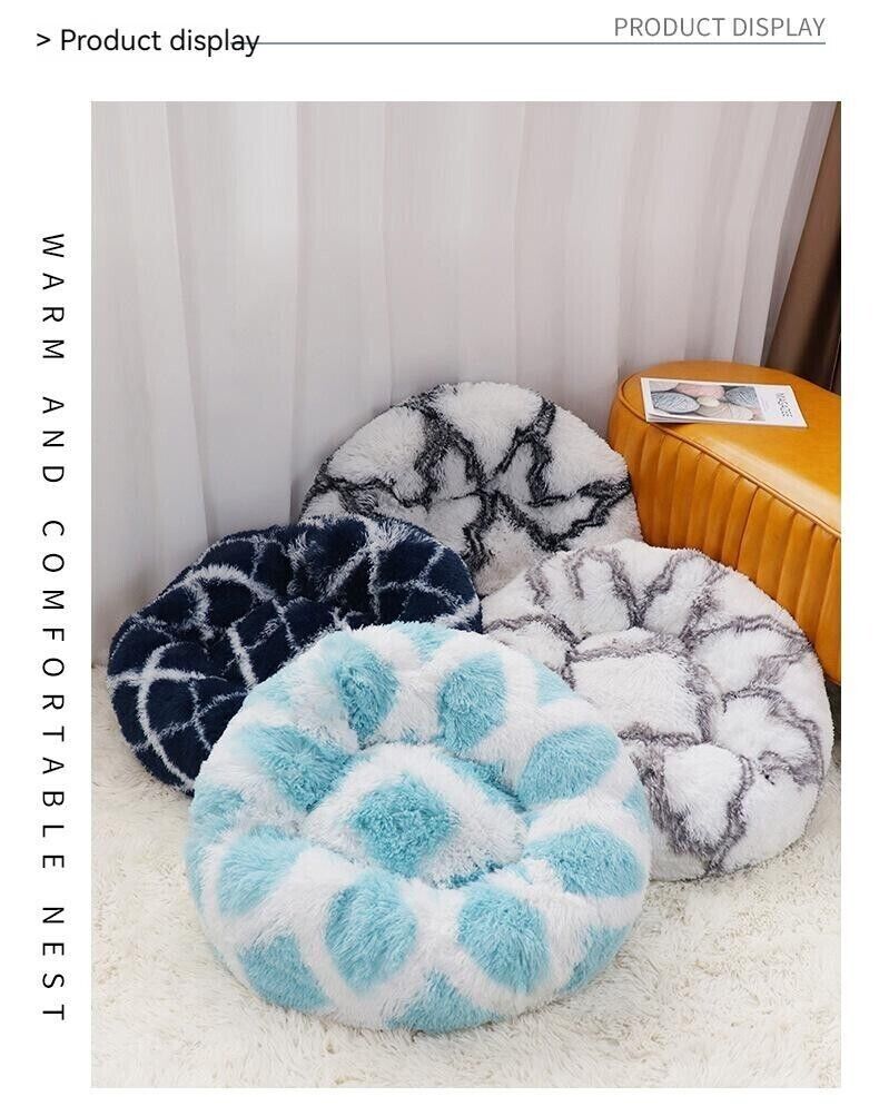 Winter Warm Plush Cat Dog Nest Deep Sleep Round Bed Soft Sofa Couch Cushion