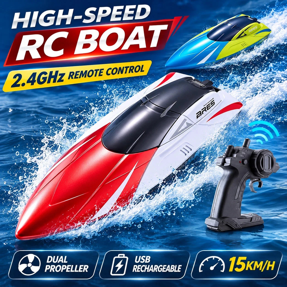 2.4GHz RC Speed Boat Remote Control Racing Yacht Dual Propeller Rechargeable AU