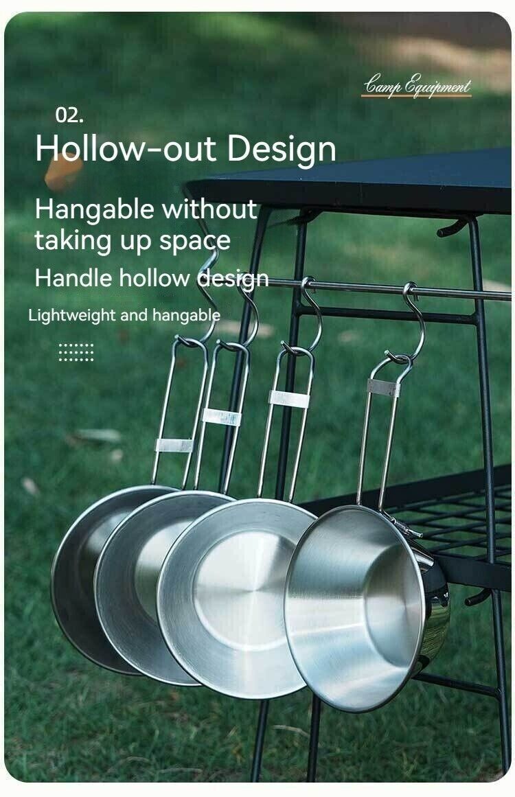 Camping Noodle Bowl Foldable Stainless Steel Hanging Cookware 300ml Outdoor