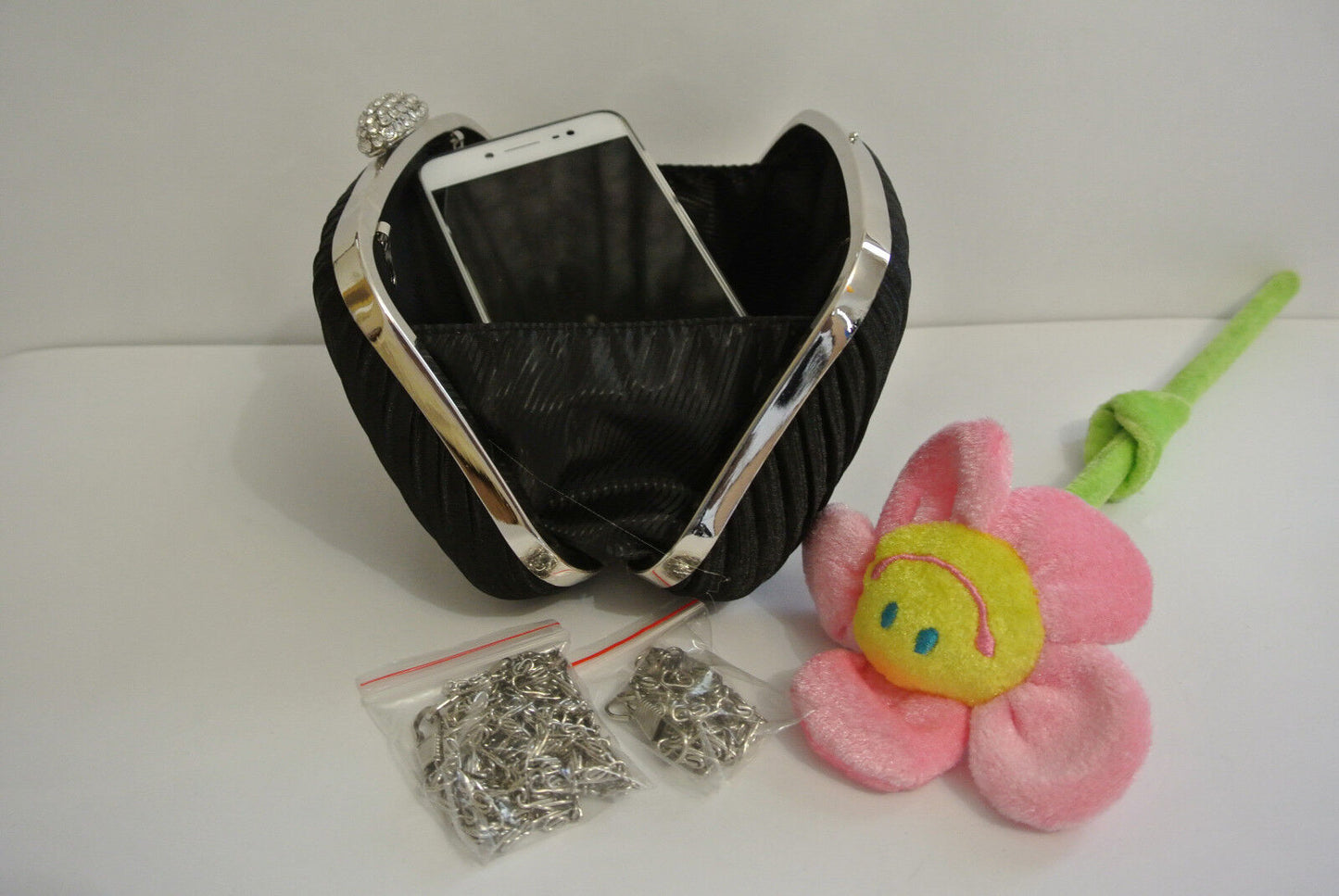 NEW Shining Satin Ladies Evening Clutch Bag Wedding Bridal Chain Handbag Wallet