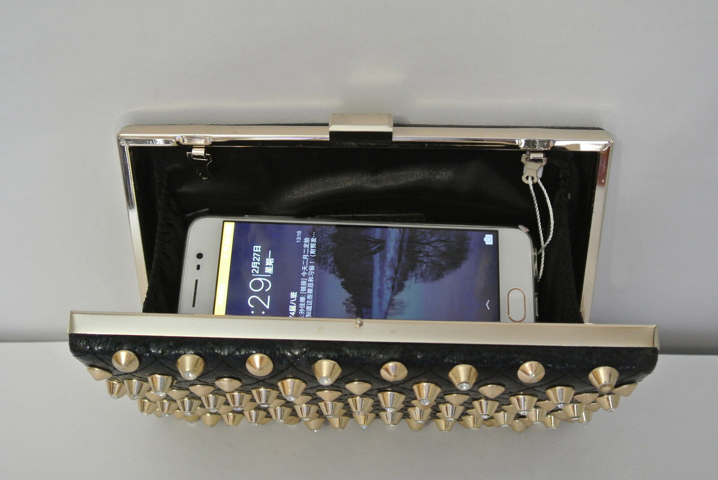 New Rivet Women Wallet Clutch Lady Purse Evening Handbag Ladies Party Bag