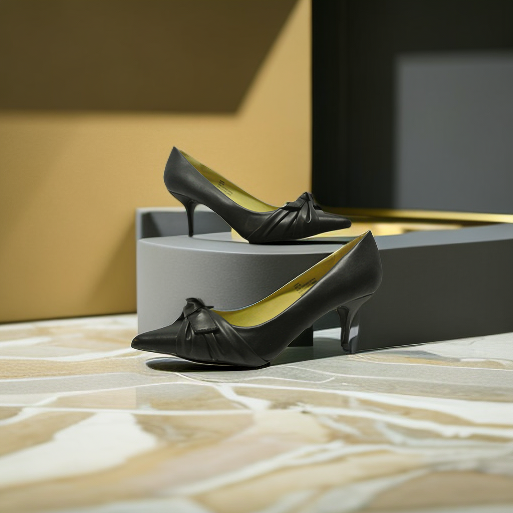 New women ladies low mid heel pumps pointed toe court work office shoes