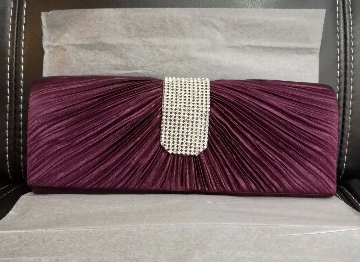BRAND NEW Shining Satin Ladies Evening Clutch Bag Wedding Bridal Chain Handbag