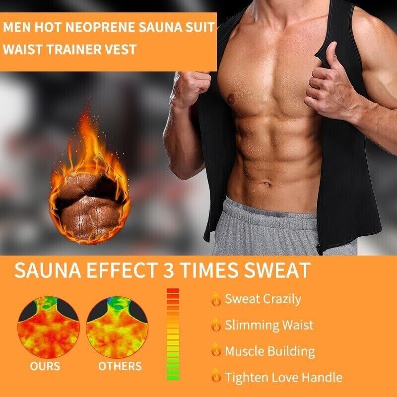 Men Slimming Compression Body Shaper Waist Trainer Sauna Sweat Tank Tops Vest