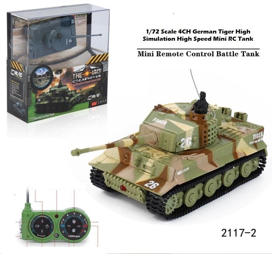 Kid Boy Toy Gift Remote Control Scale Tiger High Simulation Speed Mini RC Tank