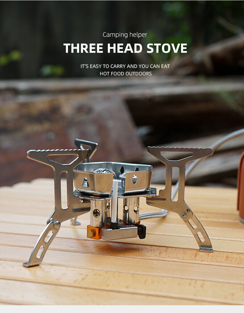 Outdoor Portable Split Type Three-head Stove Camping Picnic Windproof Stove Head