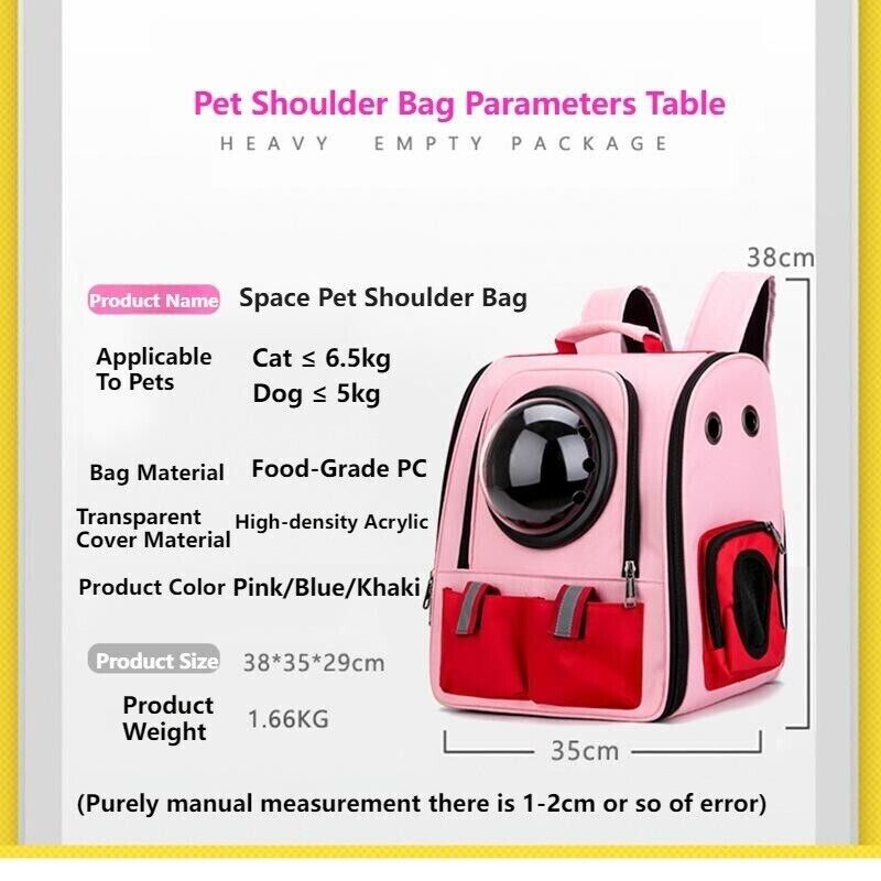 Pet Outdoor Portable Breathable Backpack Cat Dog Space Capsule Shoulder Bag