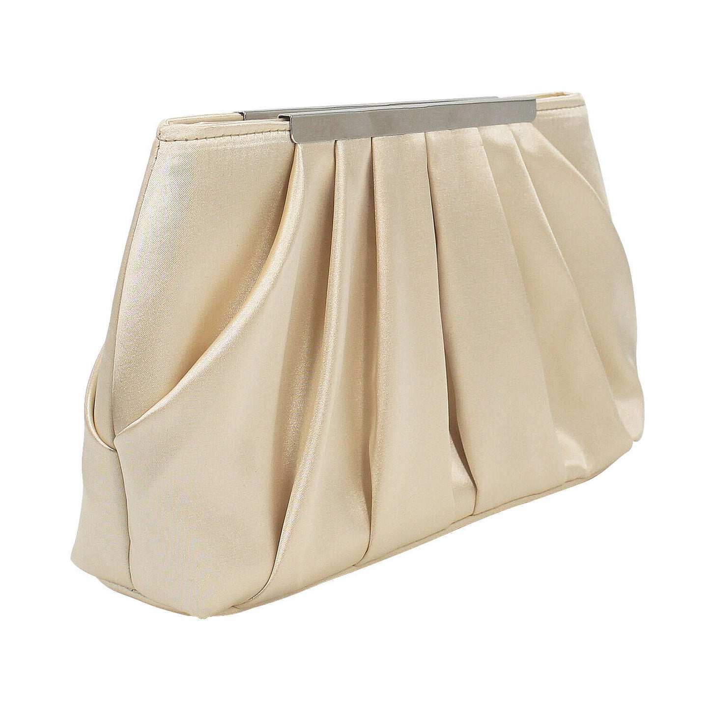 NEW Plain Satin Ladies Evening Clutch Bag Wedding Bridal Chain Handbag