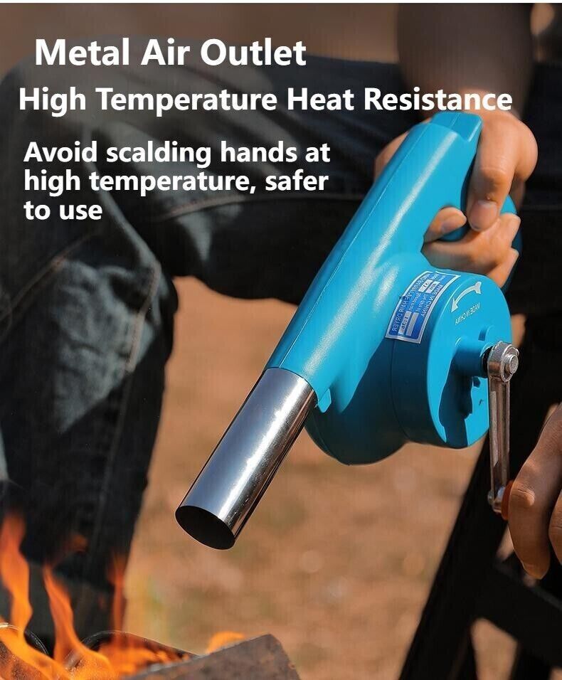 Outdoor Portable Manual Blower Large Wind Metal Outlet Camping BBQ Fire Tool
