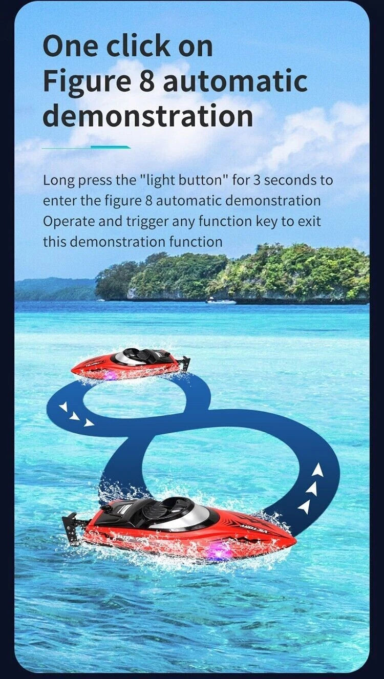 High Speed RC Boat 20km/h 2.4G Remote Control Racing Speedboat Capsize Reset LED