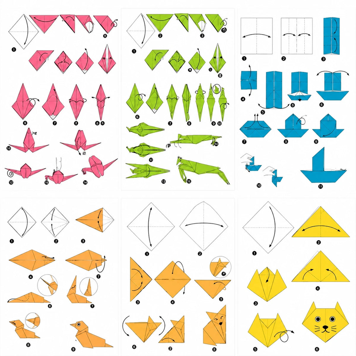 2 Pack 70 Sheets Origami Paper 7 Colours Square Folding Craft Paper Mixed Sizes DIY Kid