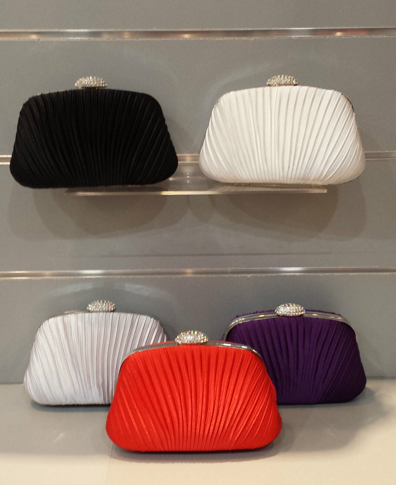 NEW Shining Satin Ladies Evening Clutch Bag Wedding Bridal Chain Handbag Wallet