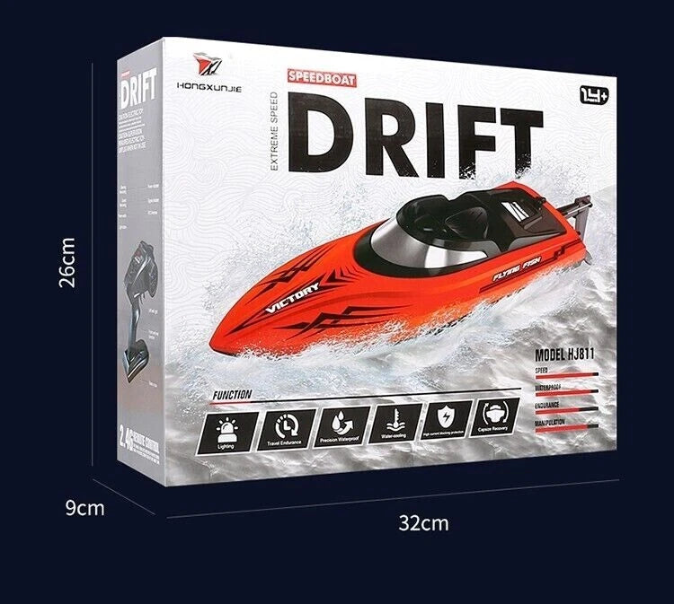 High Speed RC Boat 20km/h 2.4G Remote Control Racing Speedboat Capsize Reset LED