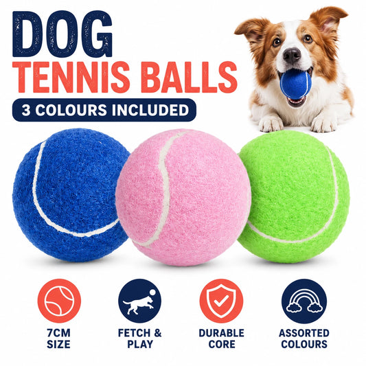3 PCS Dog Tennis Balls 7cm Pet Toy Ball Bouncy Chew Fetch Play Puppy Training