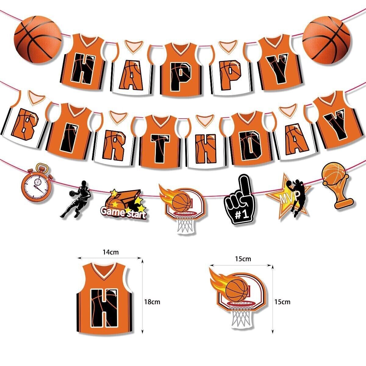 Basketball Theme NBA Jersey Birthday Pull Flag Cake Insert Card Party Decoration