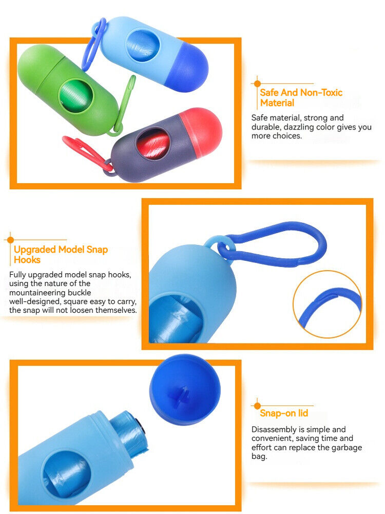 Pet Poop Bag Dispenser Waste Disposable Clean Poo Holder Pick-Up Puppy Garbage