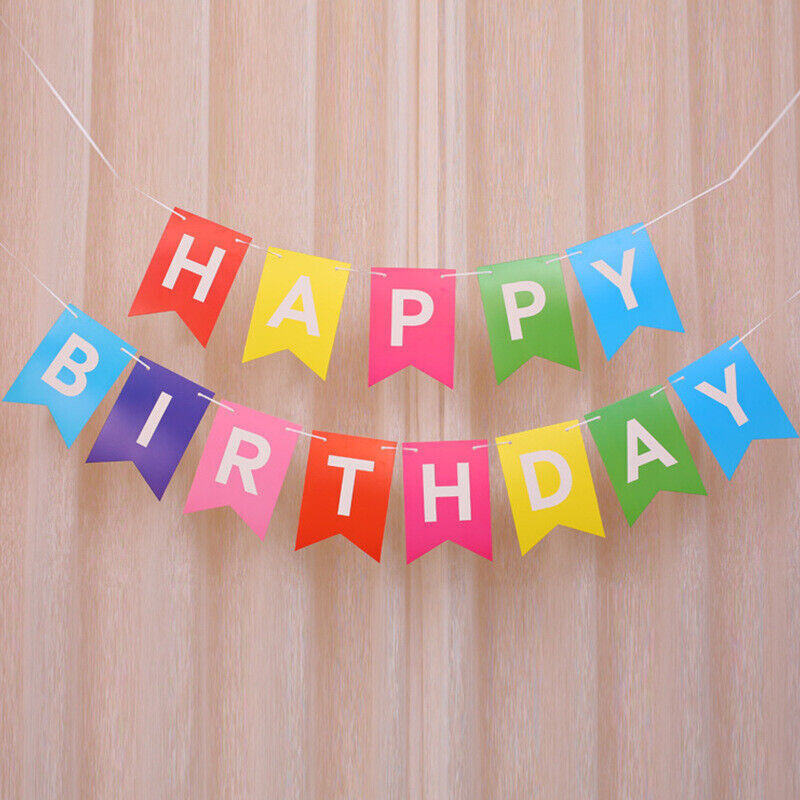 HAPPY BIRTHDAY Small Swallowtail Pull Flag Multicolor Party Decoration Supplies