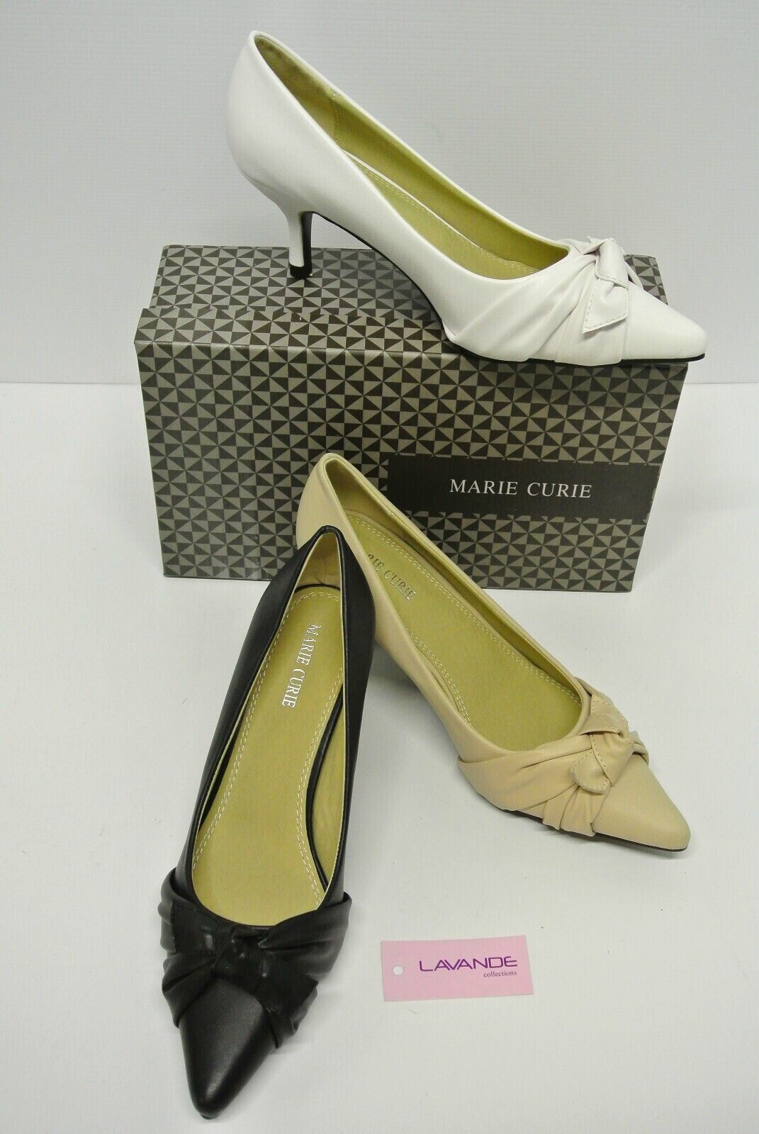 New women ladies low mid heel pumps pointed toe court work office shoes