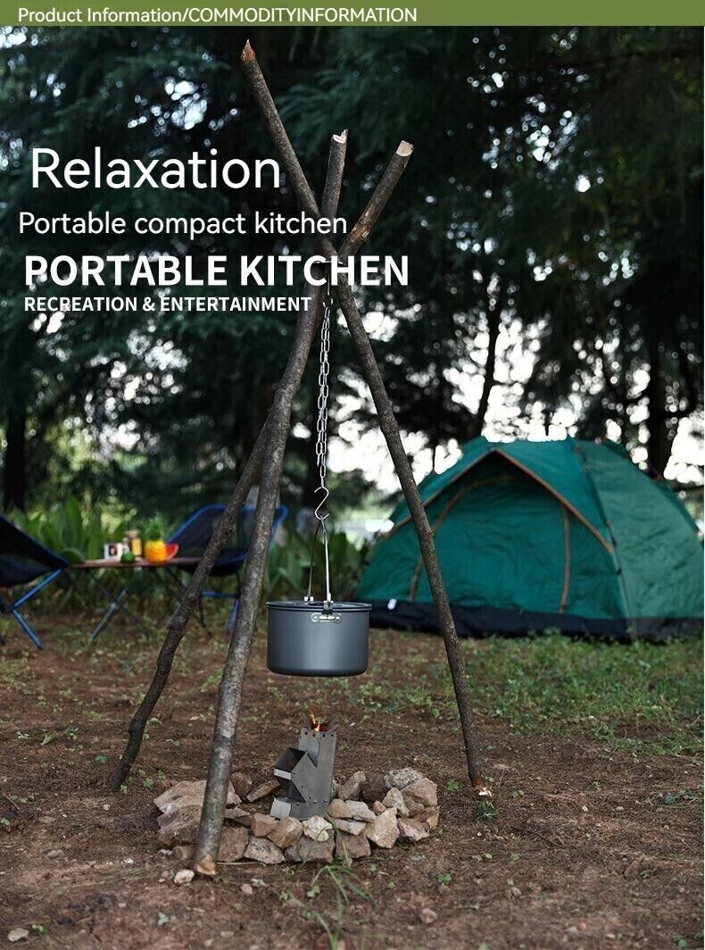 Outdoor Portable Pot Triangular Foot Holder Hanger Camping Stainless Steel Shelf