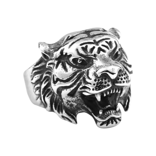 Men Tiger Head Symbol of Courage Leadership Wealth Strength Animal Engraved Ring # R31