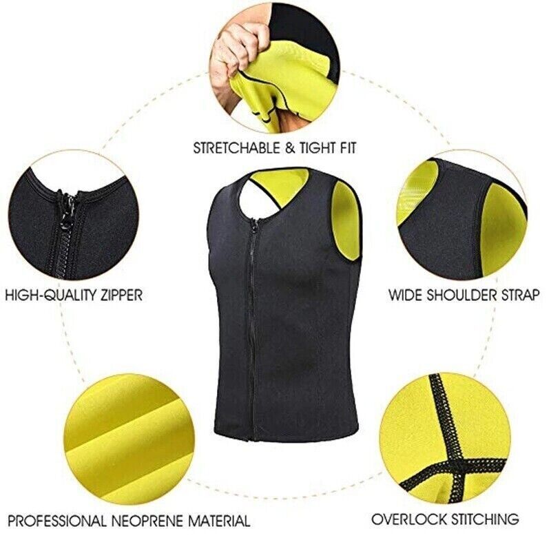 Mens Slimming Body Shaper Vest Neoprene Corset Underwear Compression Tank Top