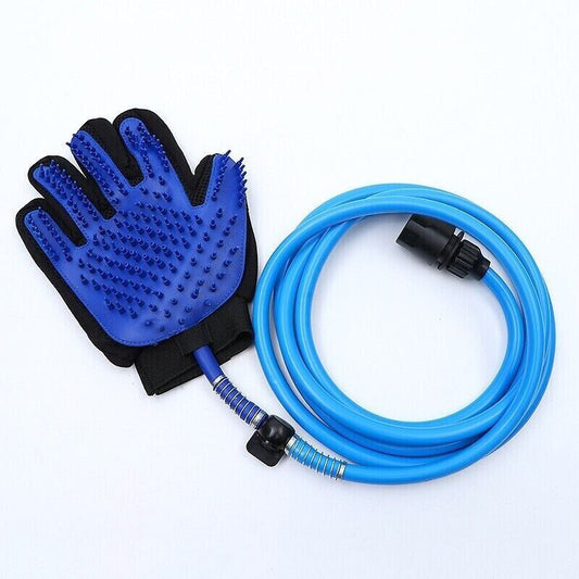 Pet Bathing Massaging Glove 5 Fingers With Tube Spray Cleaning Brush Tool Shower